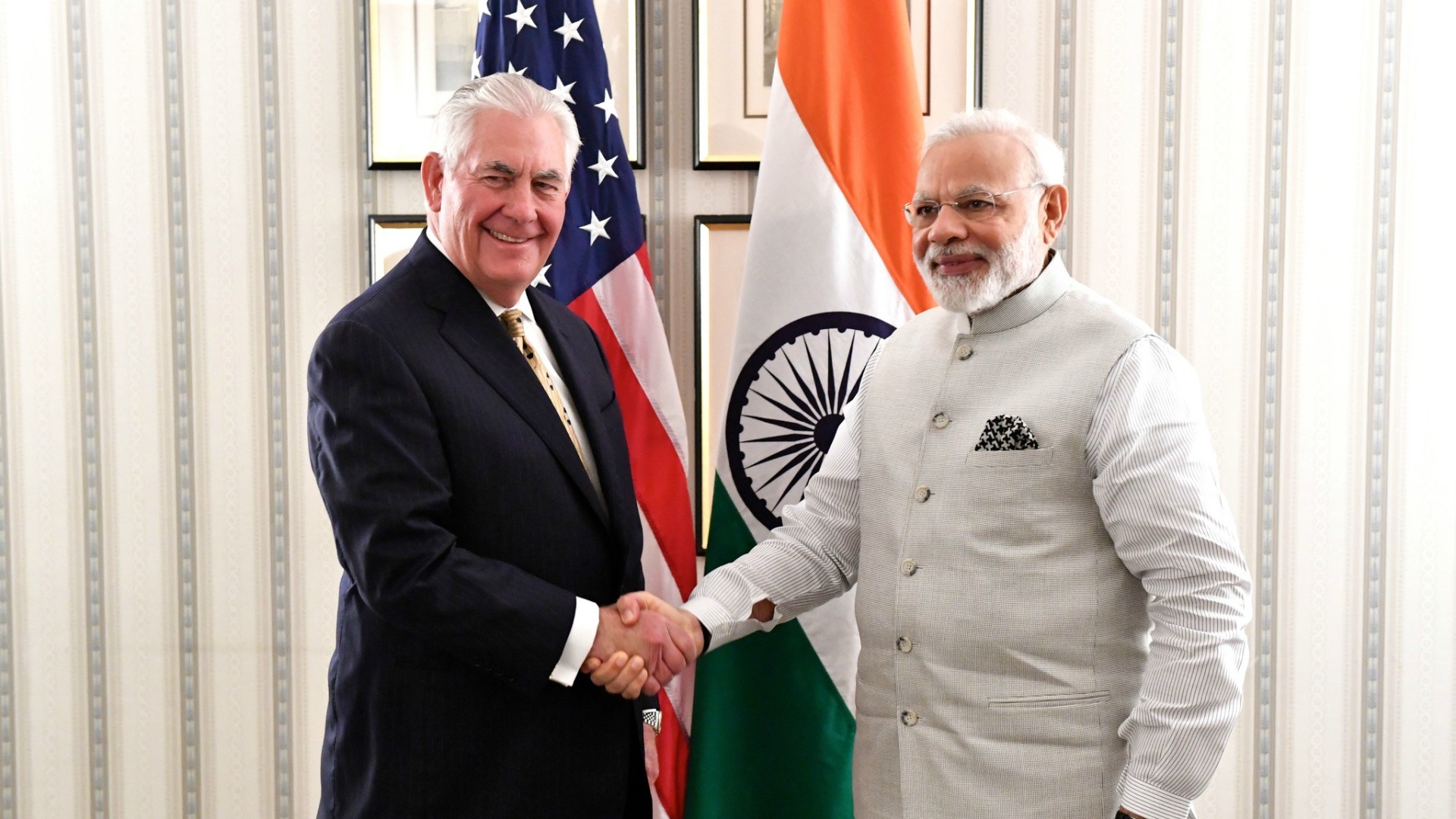 Secretary of State Rex Tillerson with Indian Prime Minister Narendra Modi