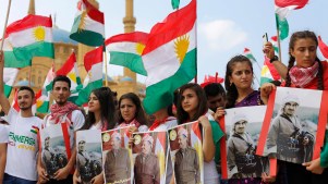 Kurds rally in Beirut in support of the referendum.