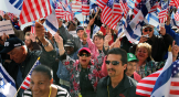 Christians United for Israel supporters march in Jerusalem in 2008.