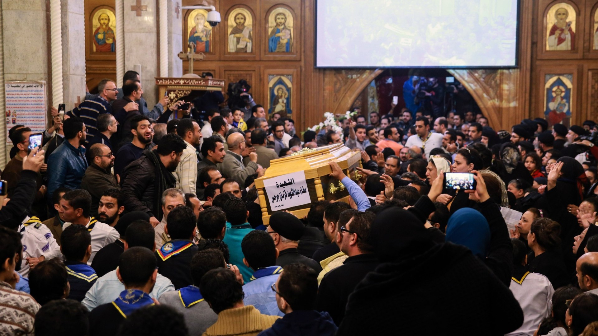 Copts mourn the victims of today's church attack.