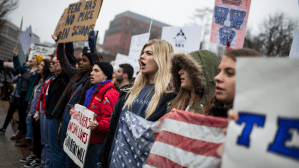 Protestors rally for gun reform outside the White House on Monday.