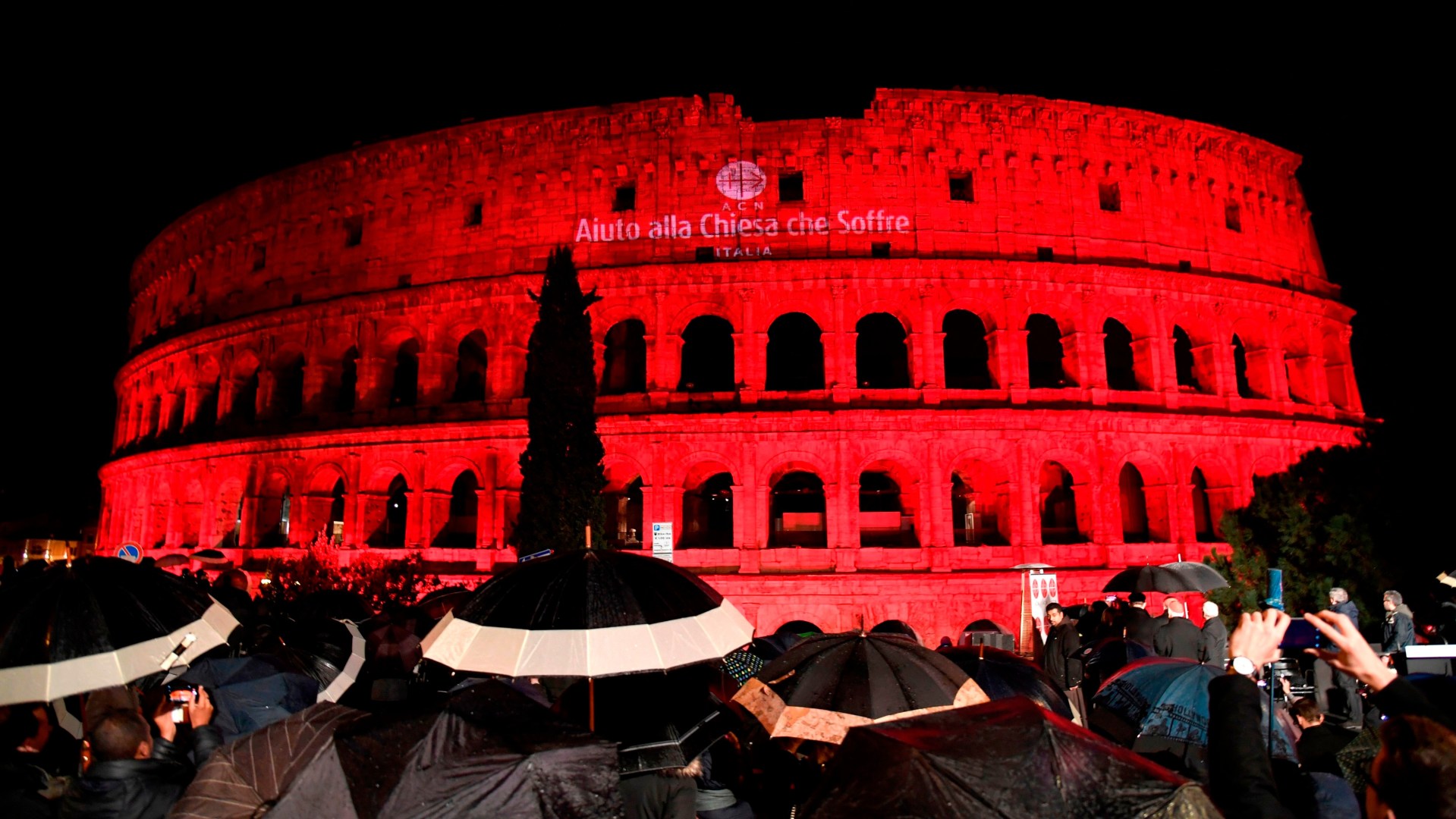 Rome's Colosseum was lit red last month in order to raise awareness of the persecuted church.
