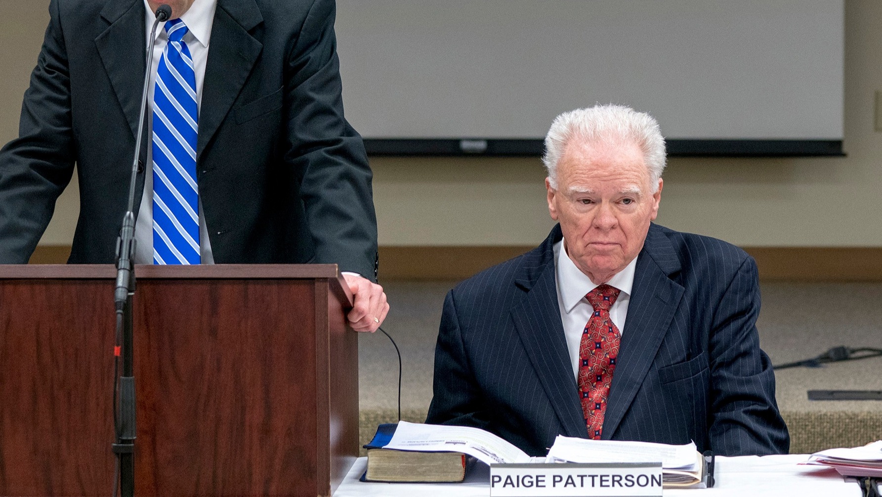 Paige Patterson at the May 22 special board of trustees meeting where trustees voted for his early retirement.