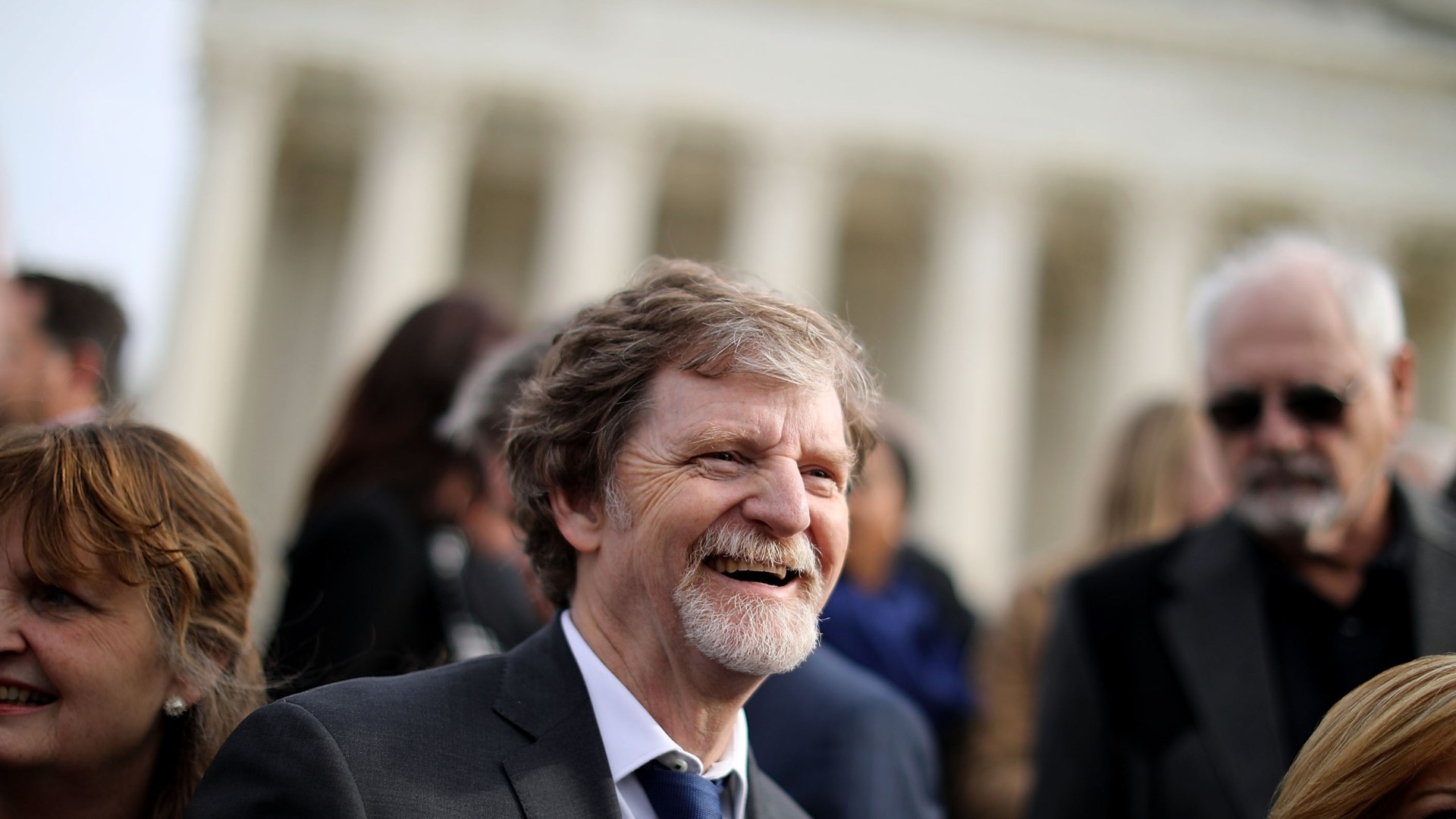 Jack Phillips at the Supreme Court after justices heard his case on December 5.
