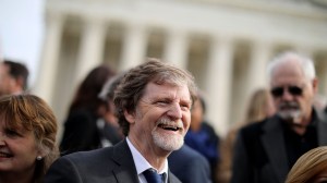Jack Phillips at the Supreme Court after justices heard his case on December 5.