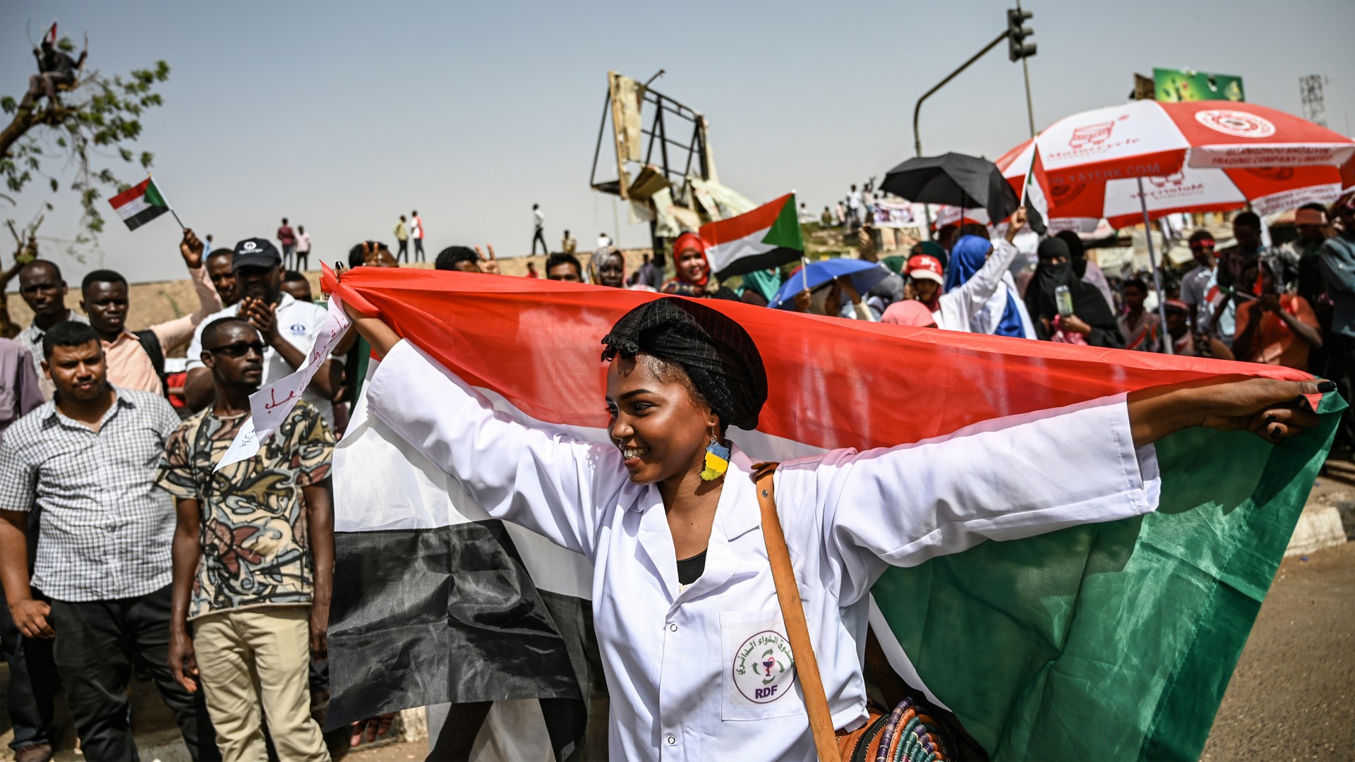 Sudanese protesters in Khartoum