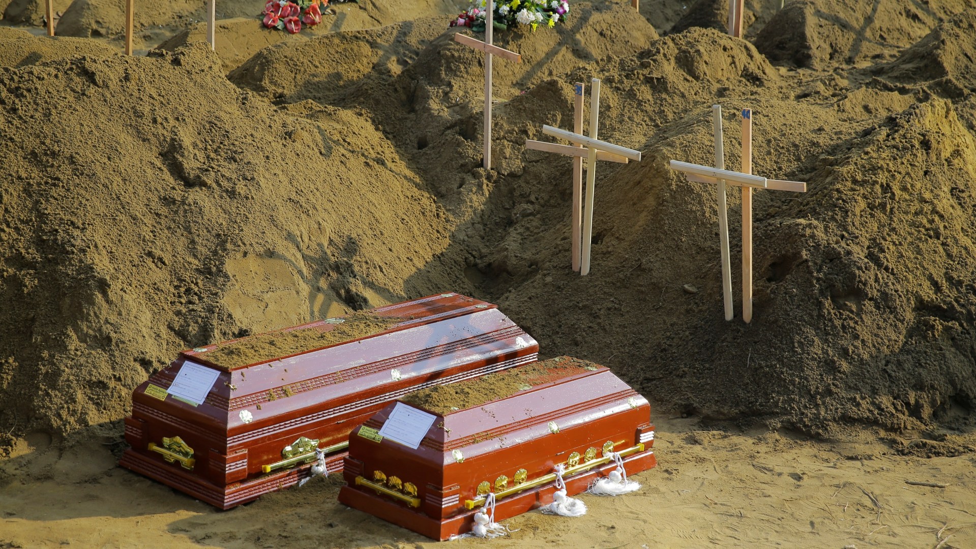 Coffins of victims of Sri Lanka's Easter Sunday attacks