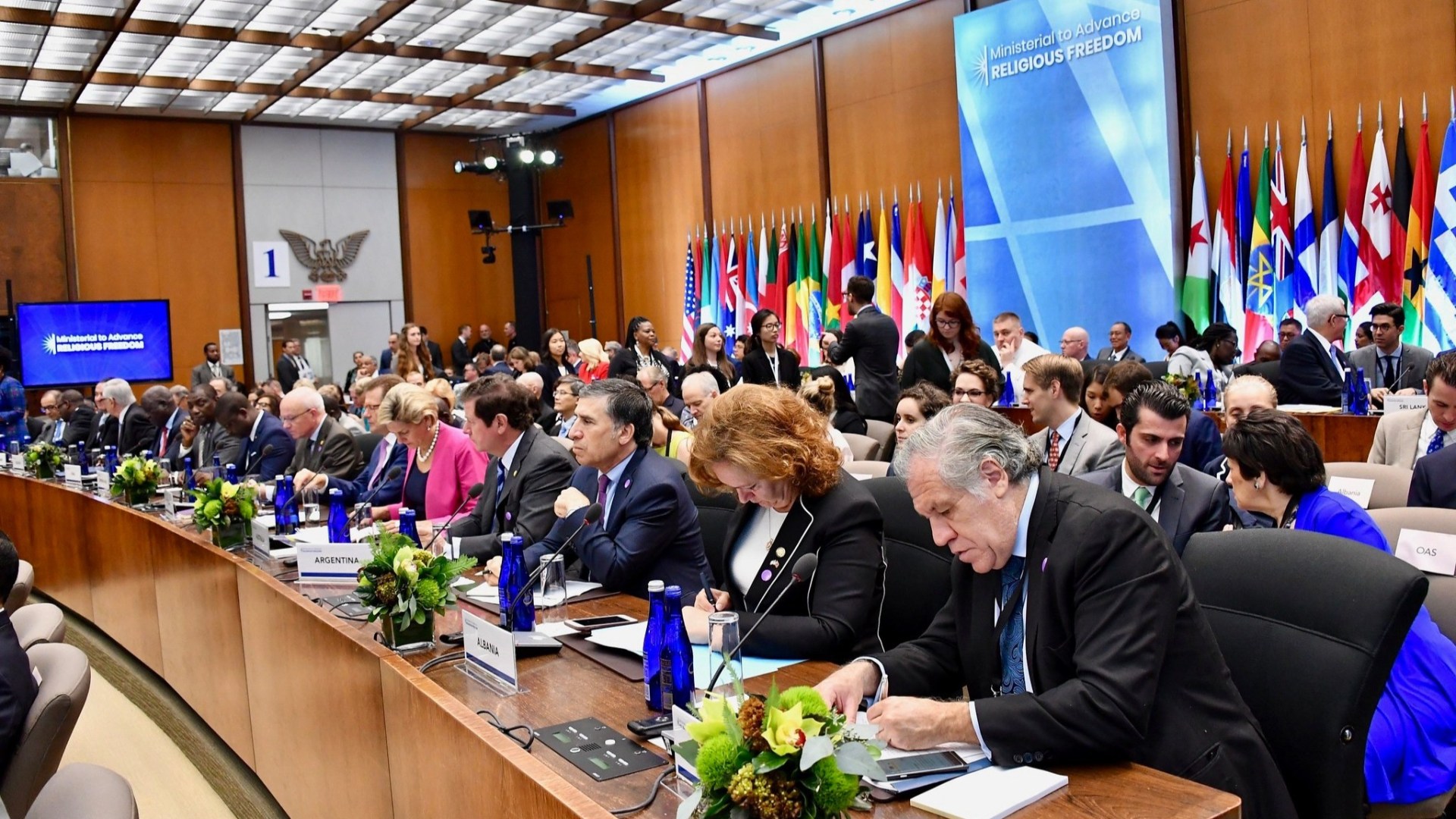 Heads of foreign delegations participate in the State Department's second Ministerial to Advance Religious Freedom.
