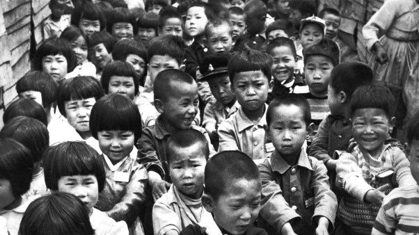 July 16, 1955. A group of children orphaned during the Korean War. They are being cared for at the Children's Protective Home in Pusan, South Korea.