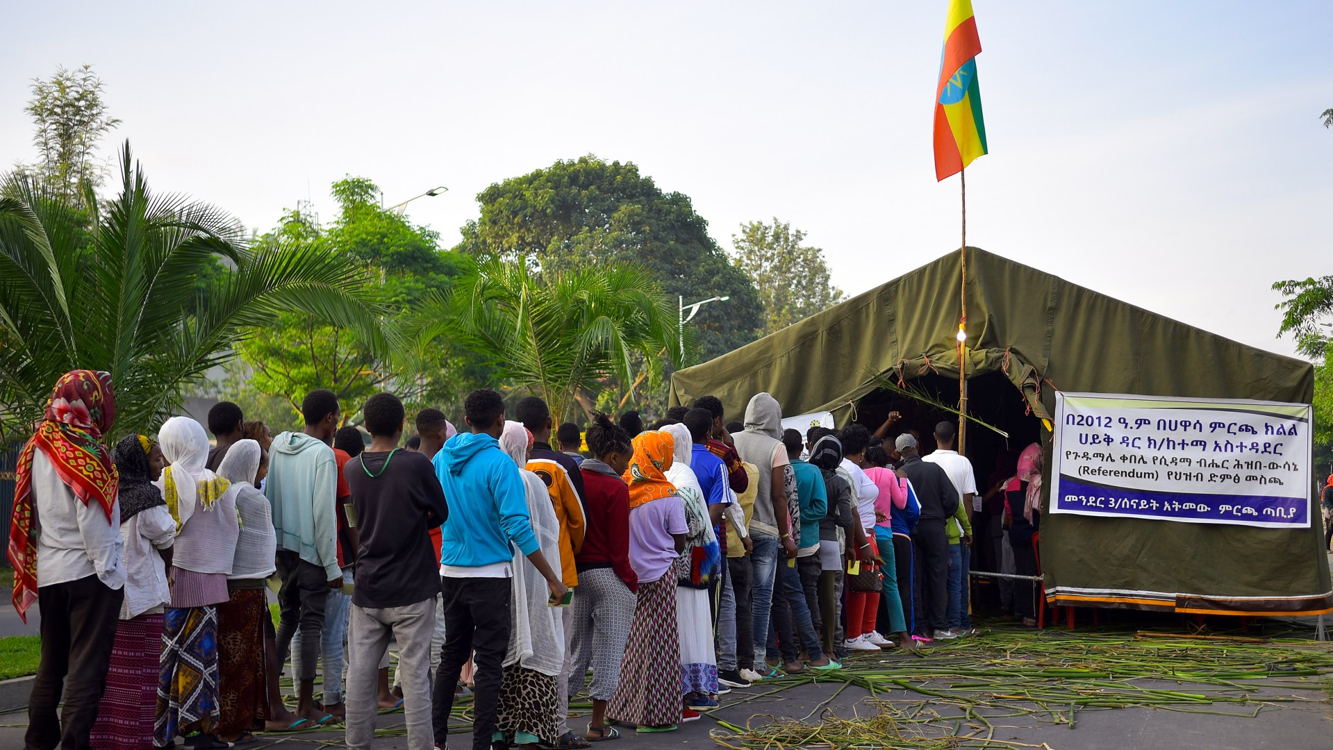 Voters wait to cast their vote during the Sidama referendum in Hawassa, Ethiopia, on November 20.