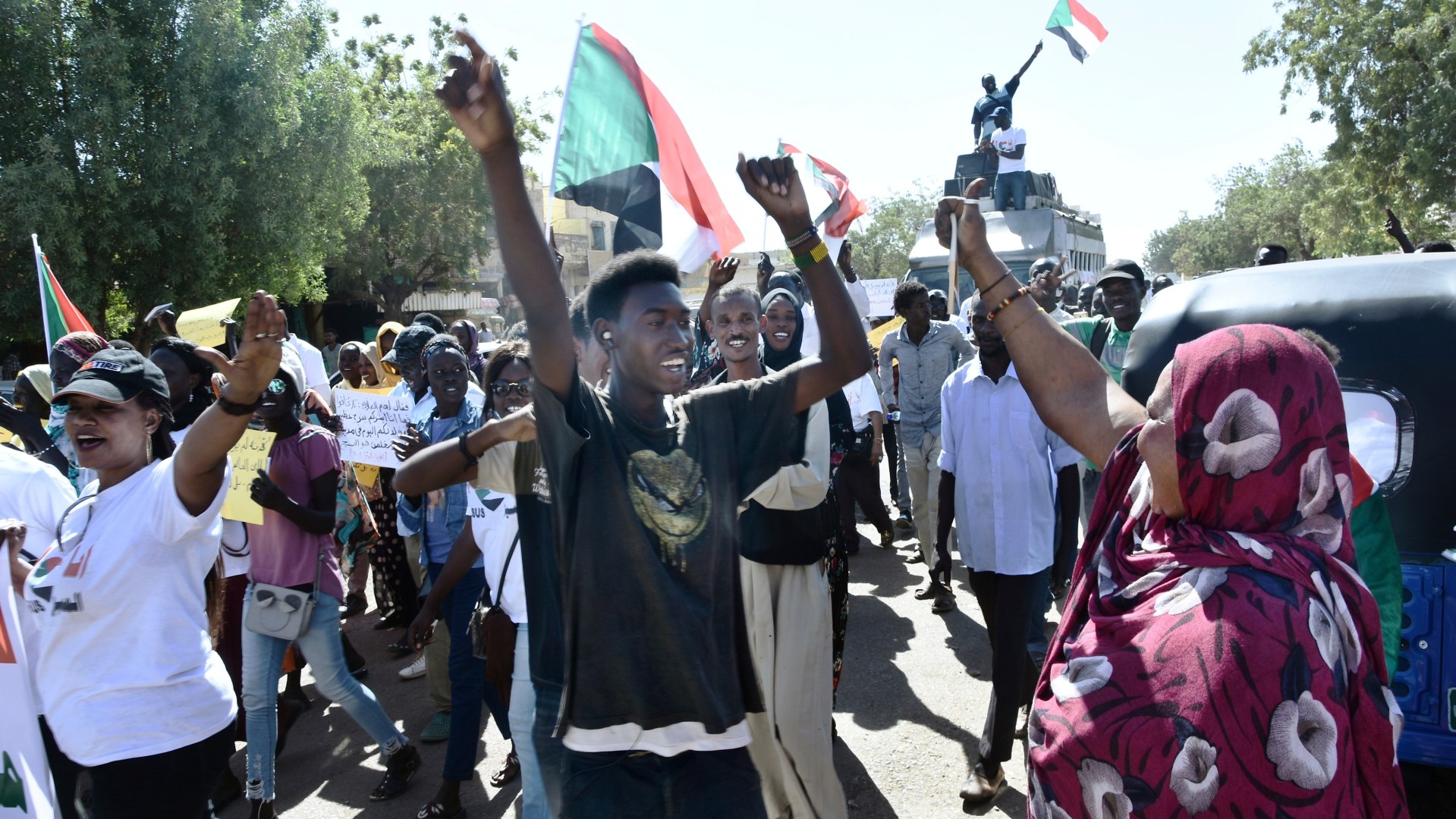 Sudanese Christians march through the streets to celebrate the birth of Jesus on Dec. 23, 2019, in Khartoum Bahri, Sudan.