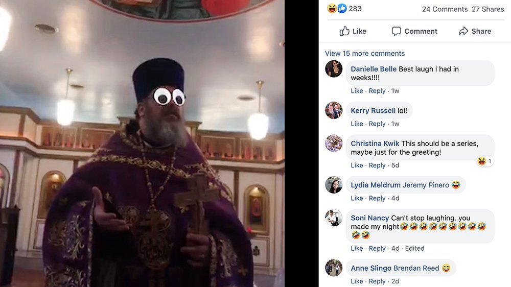 The Rev. Adam Sexton, of St. Andrew's Orthodox Church in Ashland, Virginia, posted stills of his livestreamed sermon when filters impacted his message