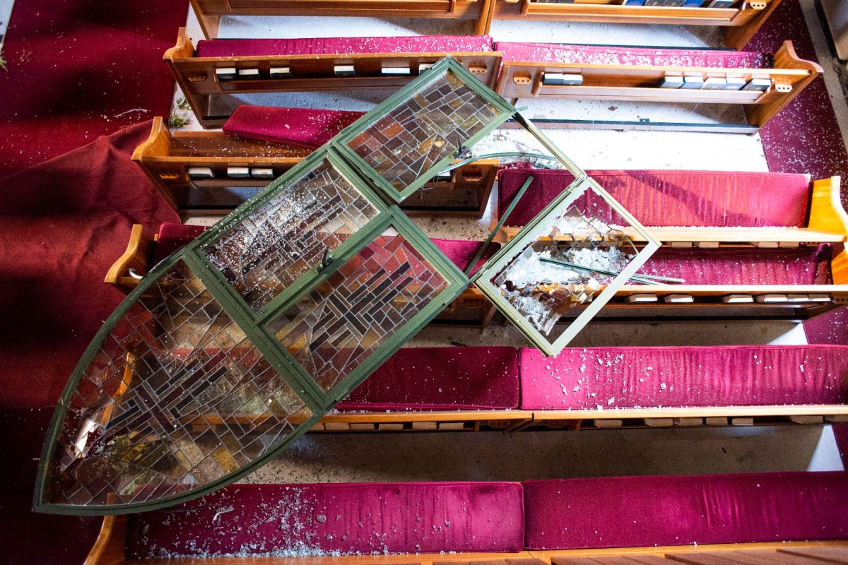 Damage at National Evangelical Church of Beirut