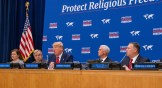 President Donald Trump delivers remarks at a US event on religious freedom at the United Nations in September 2019.