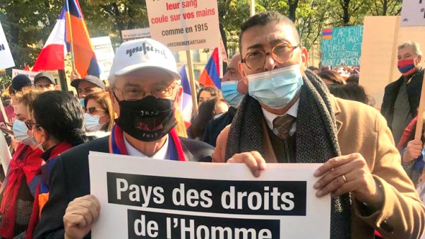 French Armenians and their supporters protest in Paris.