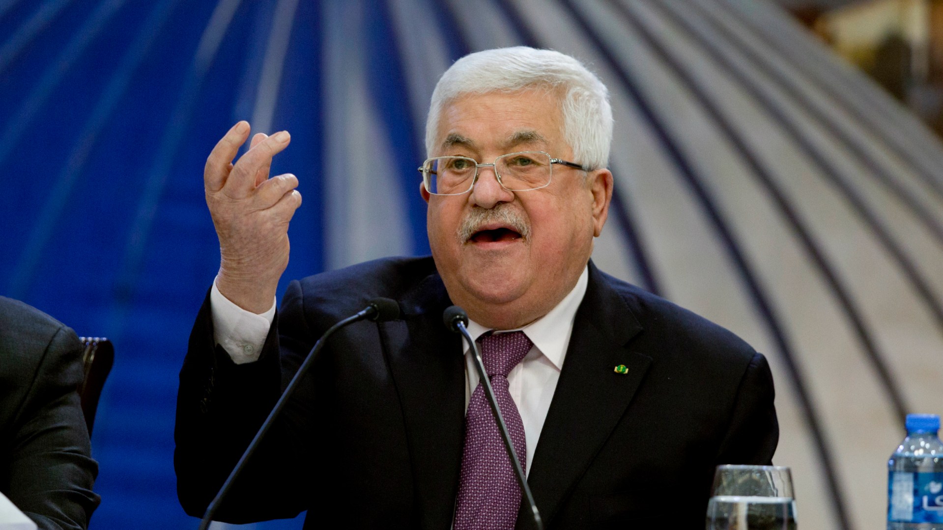 Palestinian President Mahmoud Abbas speaks after a meeting of the Palestinian leadership in the West Bank city of Ramallah oon January 22, 2020.