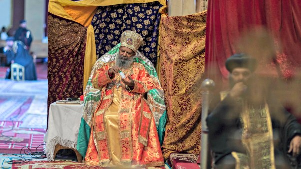 Abune Mathias, the sixth patriarch of the Ethiopian Orthodox Church, during the 2020 Good Friday service at the Holy Trinity Cathedral in Addis Ababa, Ethiopia.