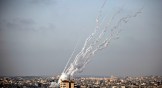 Rockets are launched from the Gaza Strip toward Israel on May 10, 2021.