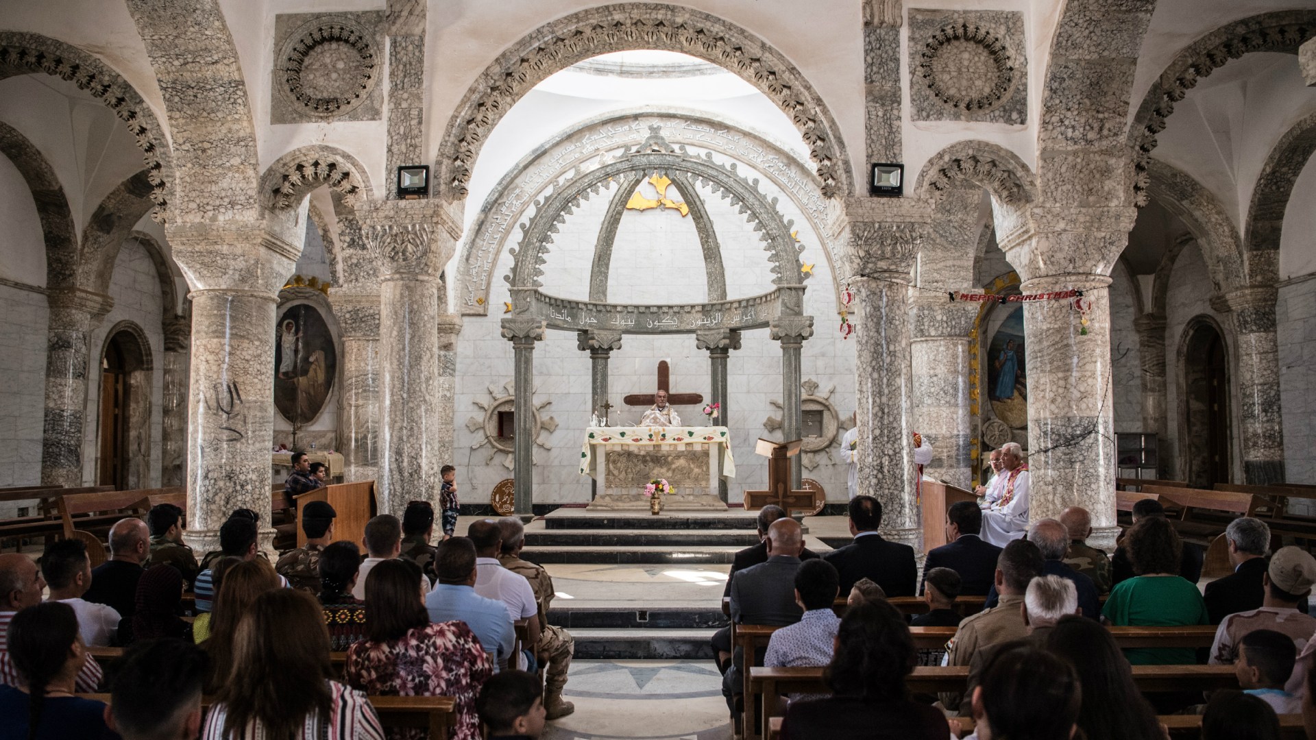 Easter service at Mar Yohanna Church in Qaraqosh, Iraq, in April 2017 after Iraqi forces recaptured nearby Mosul from ISIS.