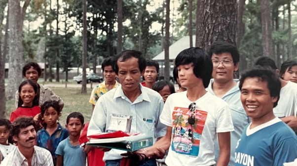 Pastor Ty Bo (far right) and Pastor The Mey (center) at a joint-church retreat at Somerville Lake outside of Brenham, Texas.