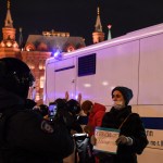 A woman holds a "Stop the war" placard in central Moscow during a protest against Russia's invasion of Ukraine, on March 3, 2022.