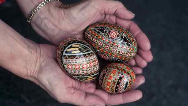 Pysanky are intricately designed Ukrainian Easter eggs.