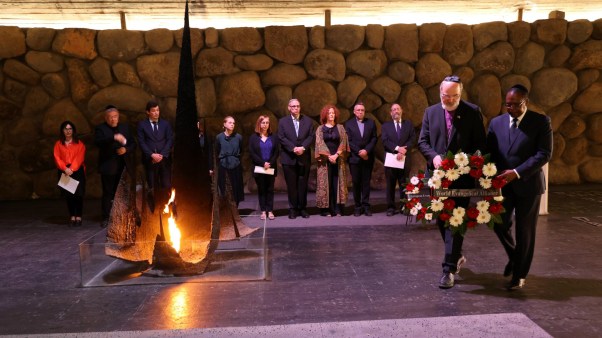 WEA leaders lay a wreath at the Yad Vashem Holocaust Memorial last month.