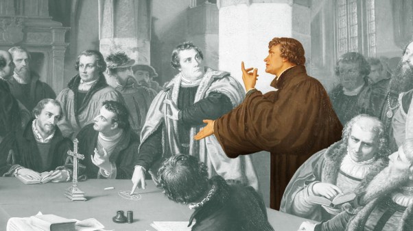 Marburg Colloquy, a meeting between Martin Luther and Huldrych Zwingli, leading figures of the Protestant Reformation in 1529.
