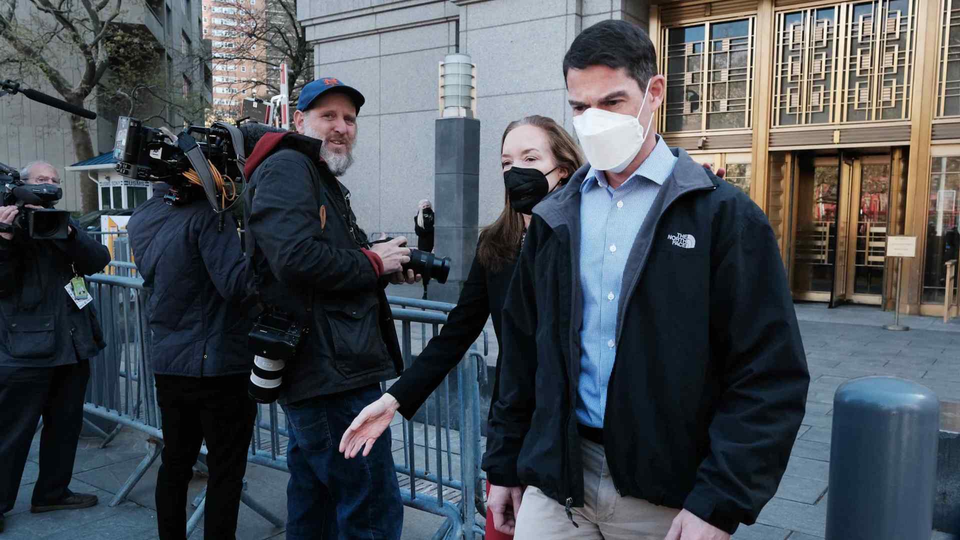 Archegos CFO Patrick Halligan, who also served at the Grace and Mercy Foundation, leaves federal court in April.