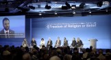 Rashad Hussain, US ambassador-at-large for international religious freedom (IRF), speaks at the Ministerial Conference on Freedom of Religion or Belief (FoRB) in London.