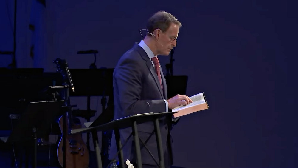 Family Research Council President Tony Perkins speaks in a church in Washington State.