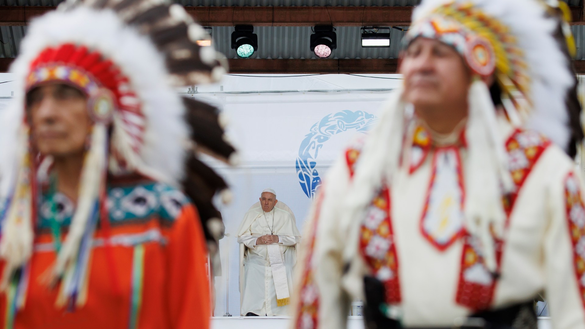 Pope Francis before his apology for the treatment of First Nations children in Canada's Residential School system.