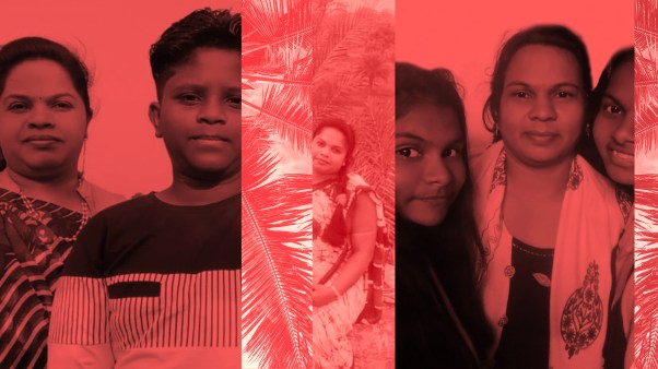 (left) Asha Lata Nayak and her son (right) Asmita Digal and her daughters