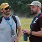 Chosen screenwriters Ryan Swanson, left, and Tyler Thompson on the Texas set for the feeding of the 5,000 scene.