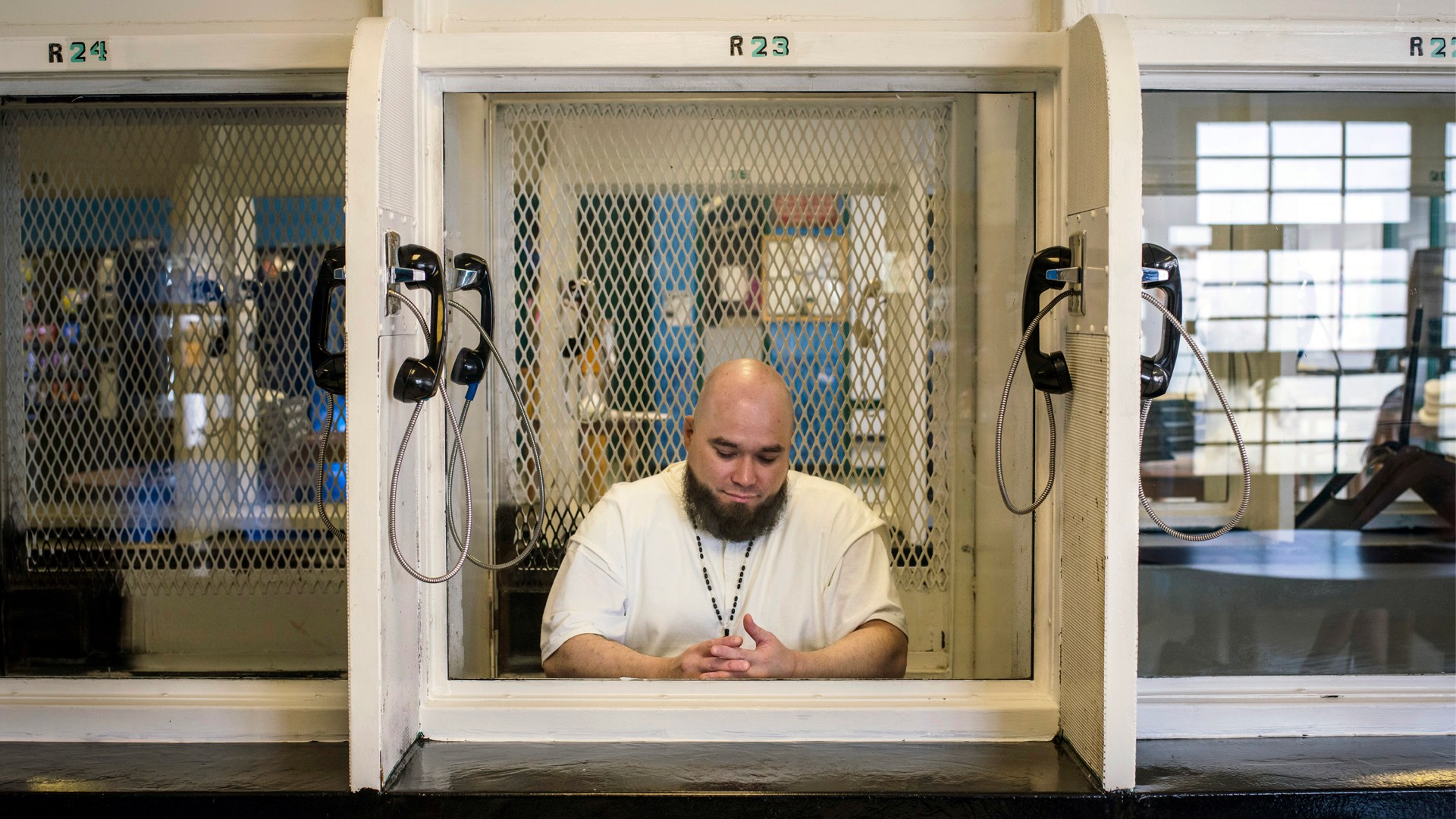 John Henry Ramirez, who was sentenced to death for the murder of a convenience store worker in 2004, in a visitation room at the Allan B. Polunsky Uni​t, a prison in Livingston, Tex​as.