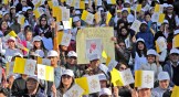 Christian worshipers attend a Mass led by Pope Francis at the Zayed Sports City Stadium in Abu Dhabi, United Arab Emirates, in 2019.