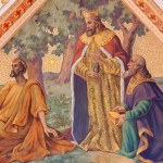 A 19th century church fresco of the three wise men.