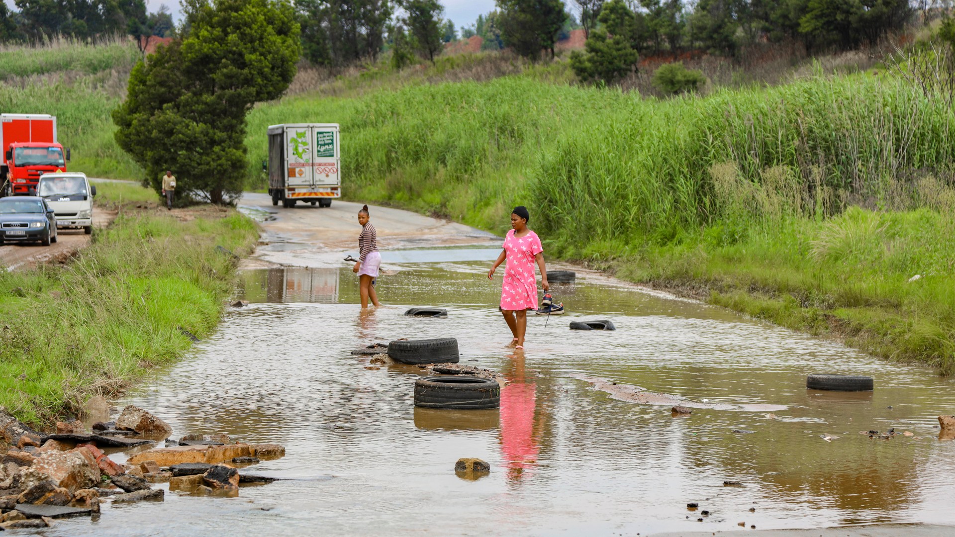 Heavy rains linked to climate change have displaced thousands in South Africa.