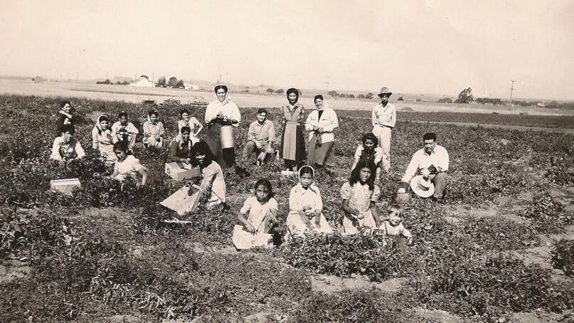 Members of a Salinas, California, church in the mid-1940s. Standing on the far right is Manuel Vizcarra, the eventual presiding bishop of La Asamblea Apostólica de la Fe en Cristo Jesús (AAFCJ).