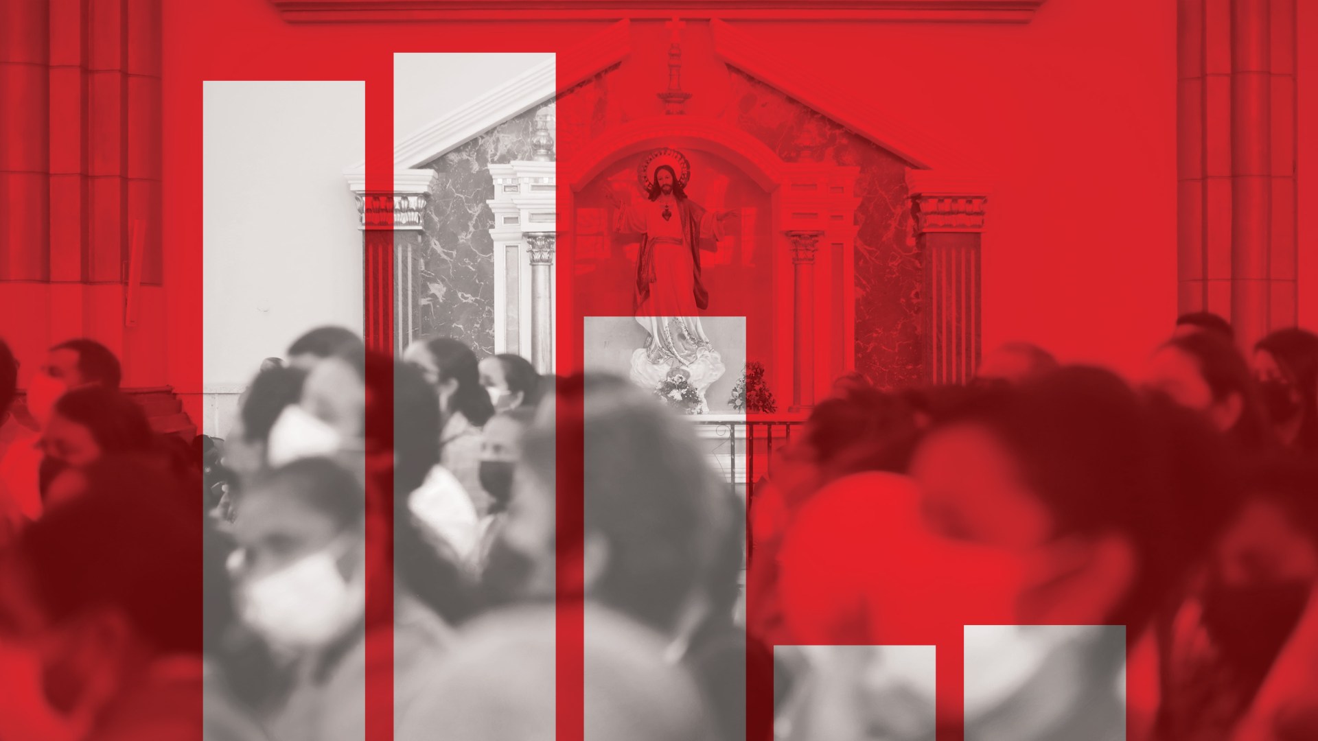 Churchgoers attend a mass.