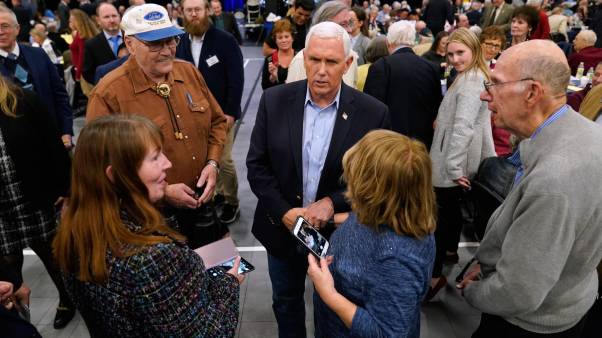 Former Vice President Mike Pence at the Iowa Faith and Freedom Coalition Spring Kick-Off.