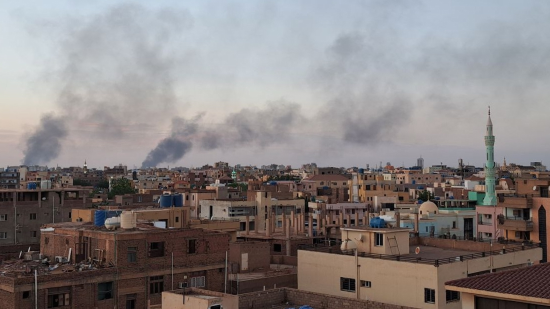 Smoke rises in Khartoum, Sudan on May 1 as clashes continue between the Sudanese Armed Forces and the paramilitary Rapid Support Forces (RSF).
