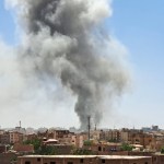 Smoke rises in Khartoum, Sudan, amid clashes between the Sudanese Armed Forces and the paramilitary Rapid Support Forces (RSF) on May 5, 2023.