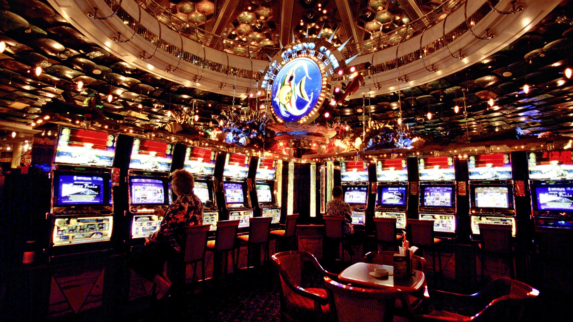 A bank of poker machines at The Reef Casino in Cairns, far north Queensland.