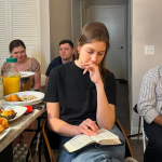 Ukrainians meet for a Bible study in Chicago.