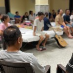 Evening worship at the Delhi Relief facility.