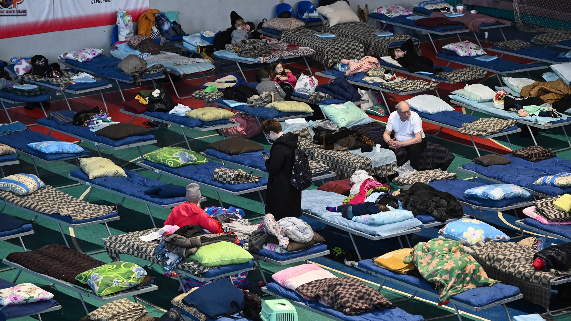 A temporary accommodation centre for Ukrainian evacuees in Taganrog, Russia.