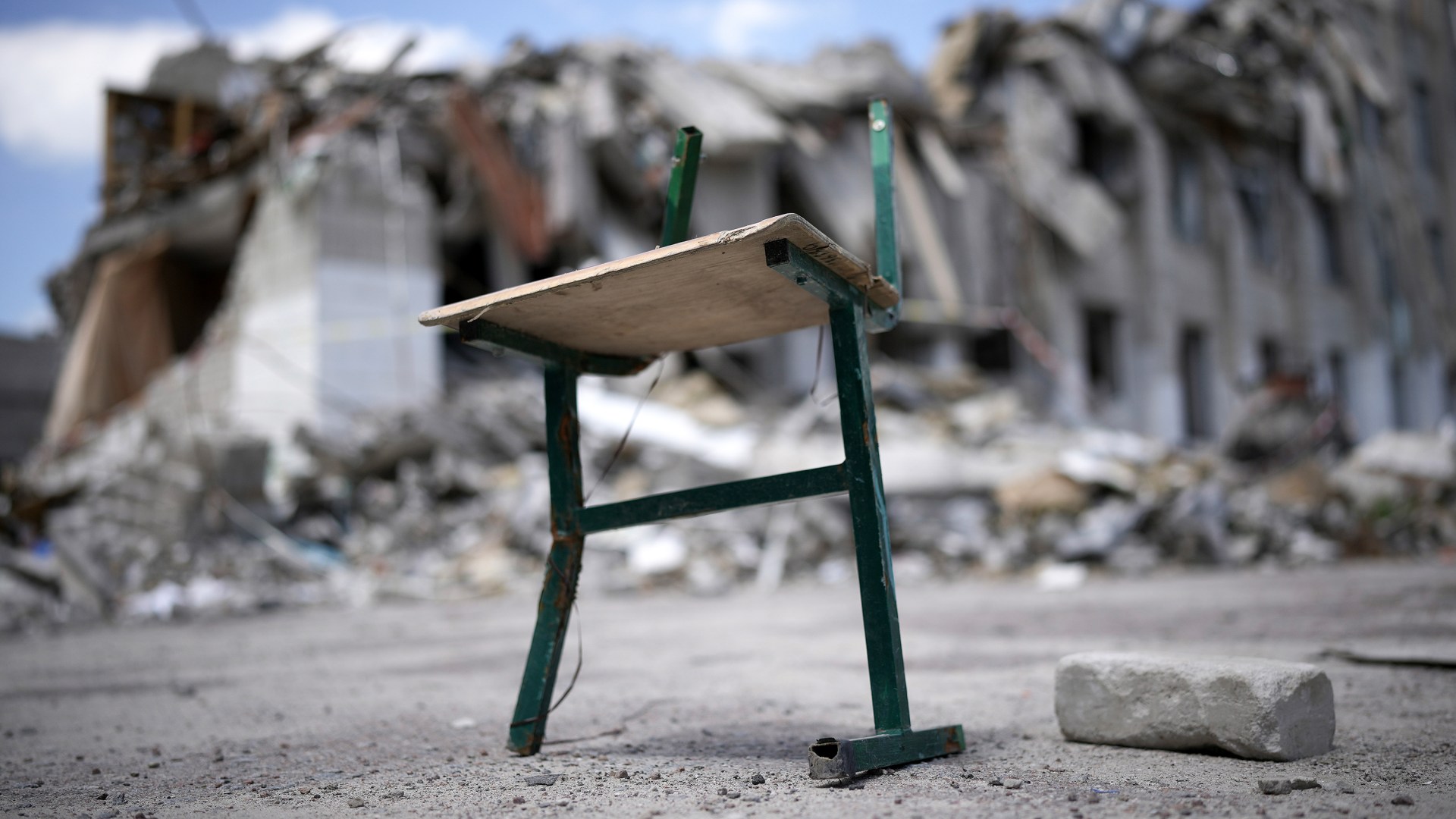 What remains of a school that was hit by a Russian cruise missile in Ukraine.
