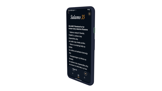 A handout photo shows the Bible App Lite displaying Psalm 35 in Malagasy, the language of Madagascar. 
