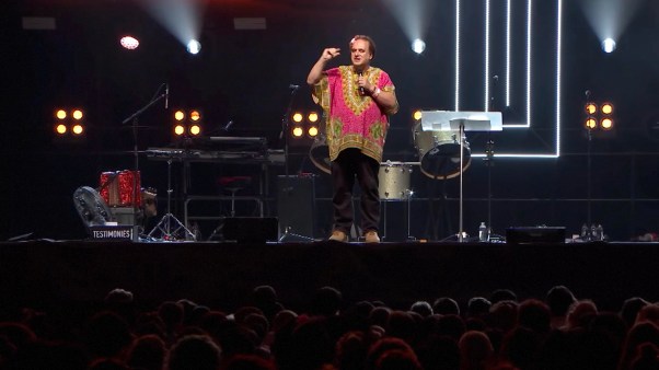Mike Pilavachi speaks at a Soul Survivor event.